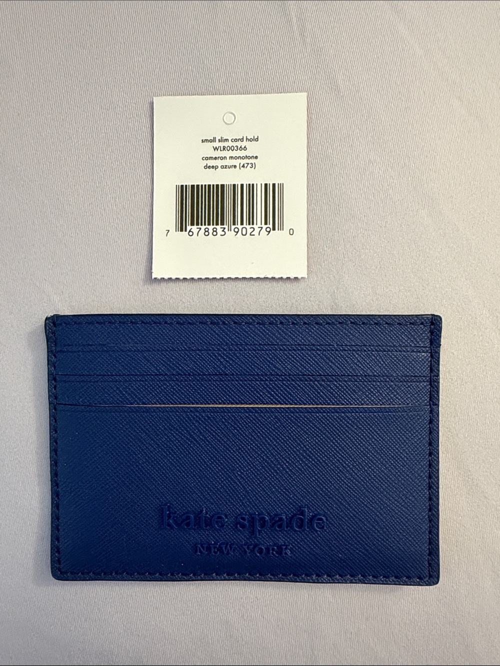 kate spade deep azure textured leather card holder